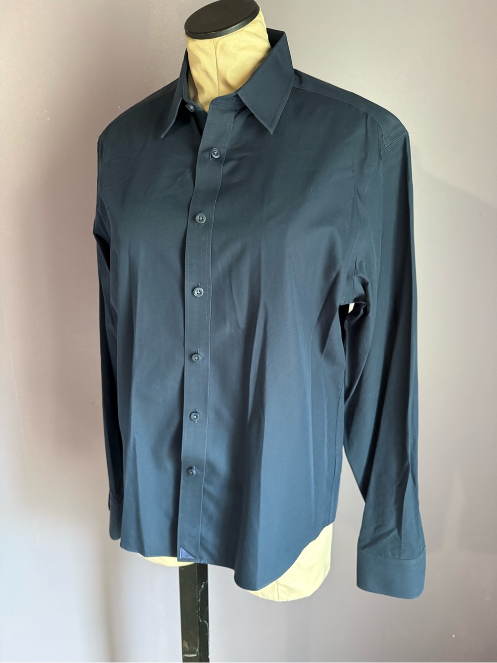 UNTUCKit Men's Long-Sleeve Dress Shirt — Dark Navy